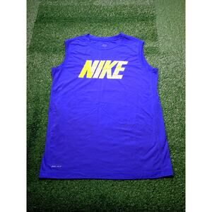 Nike Boys Dri-FIT Logo Muscle Tank Top Royal Blue XL